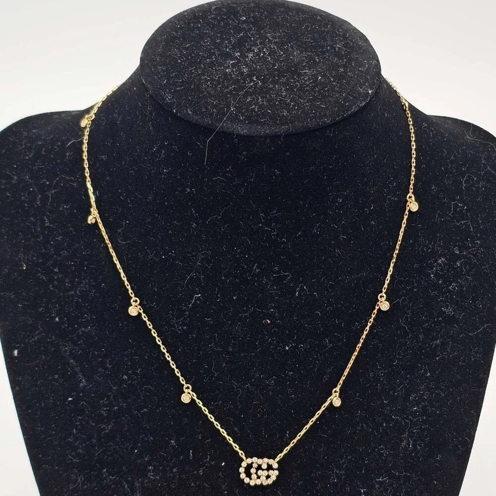 Gucci GG Running 18k Gold Diamond Necklace Brand New 900-042425